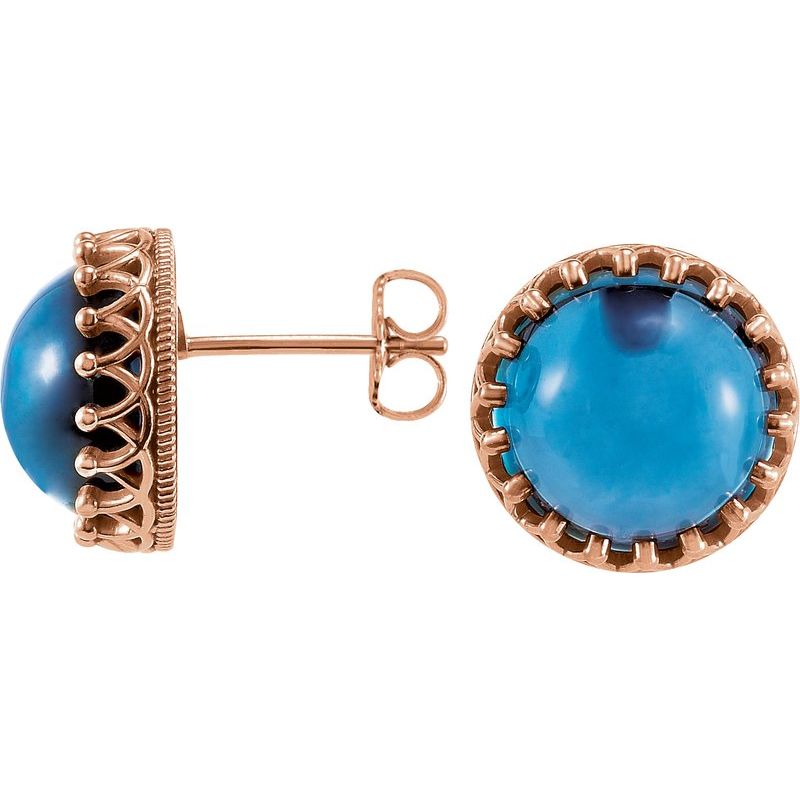 Round Cabochon Crown Earrings