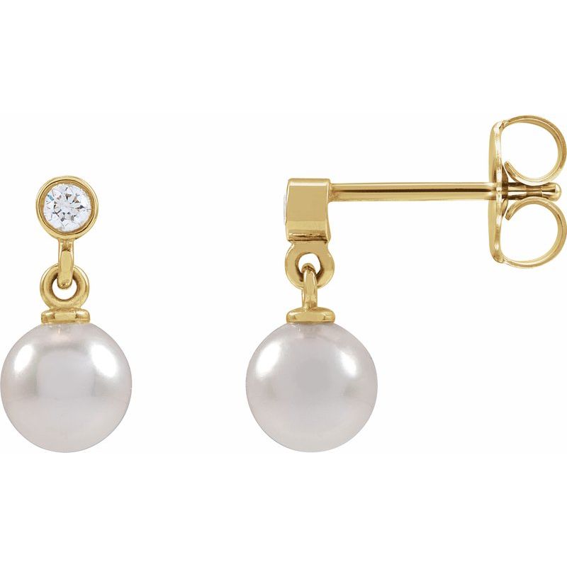 Accented Pearl Earrings — Cultured White Akoya