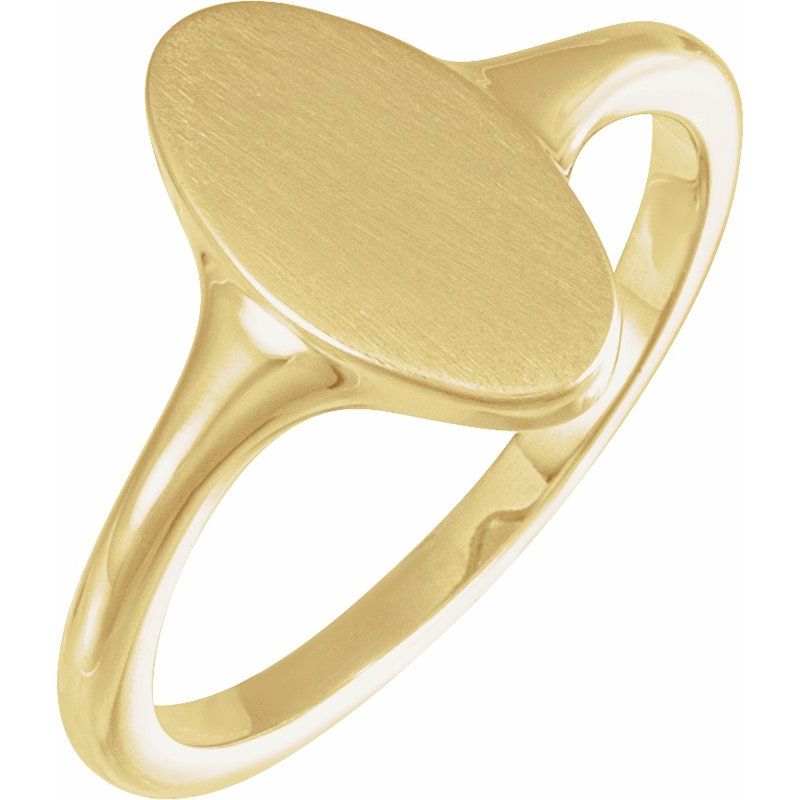 13x7 mm Oval Brushed Top Signet Ring