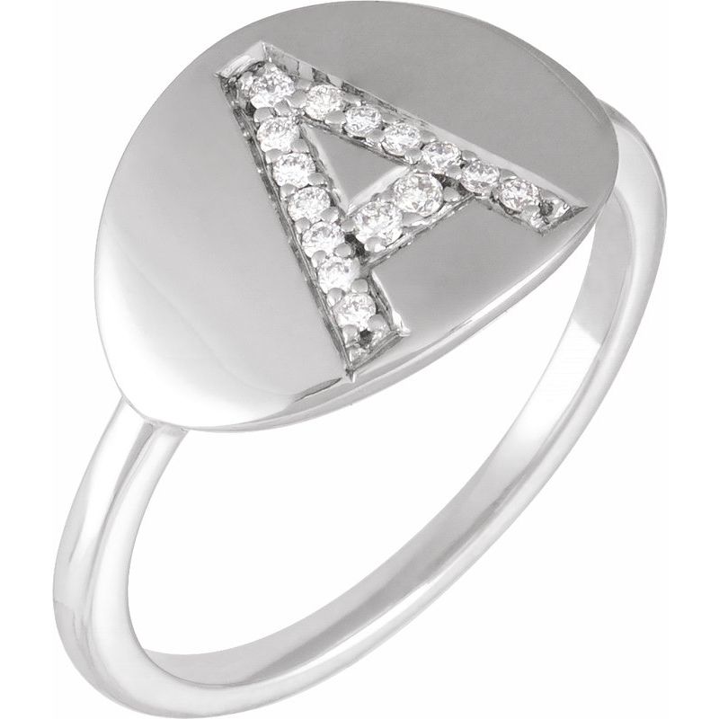 Accented Initial Signet Ring