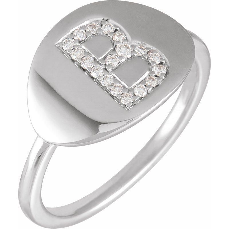 Accented Initial Signet Ring