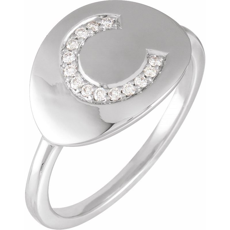 Accented Initial Signet Ring
