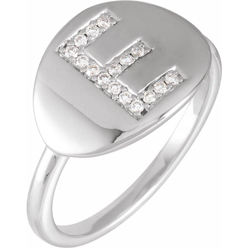 Accented Initial Signet Ring