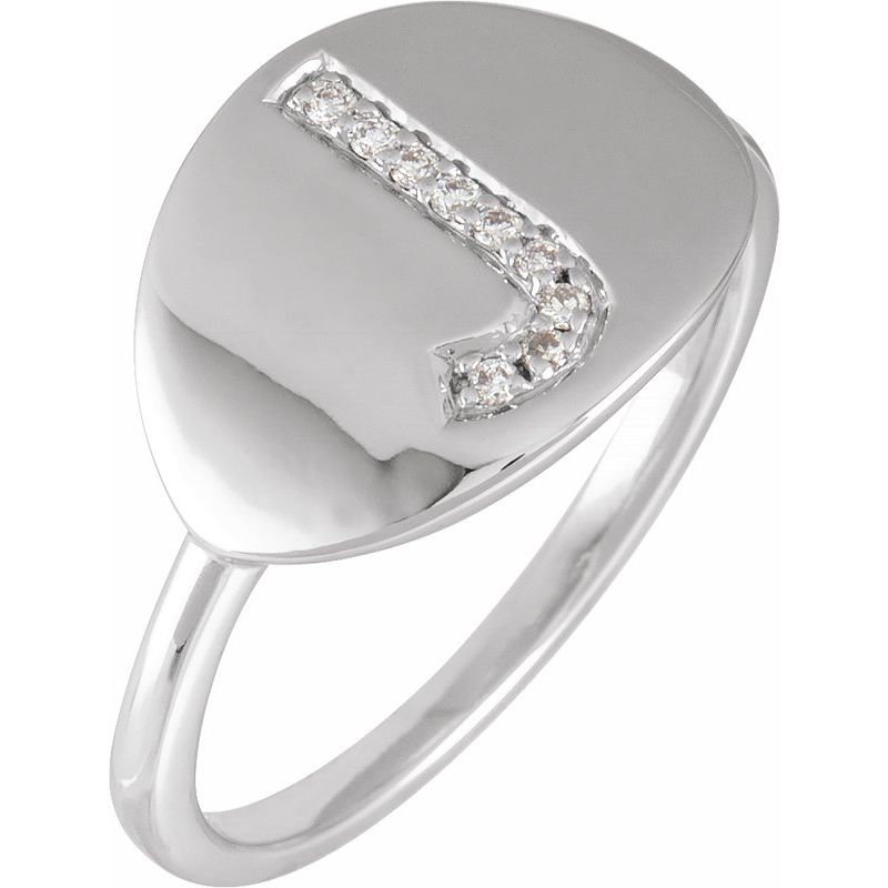 Accented Initial Signet Ring