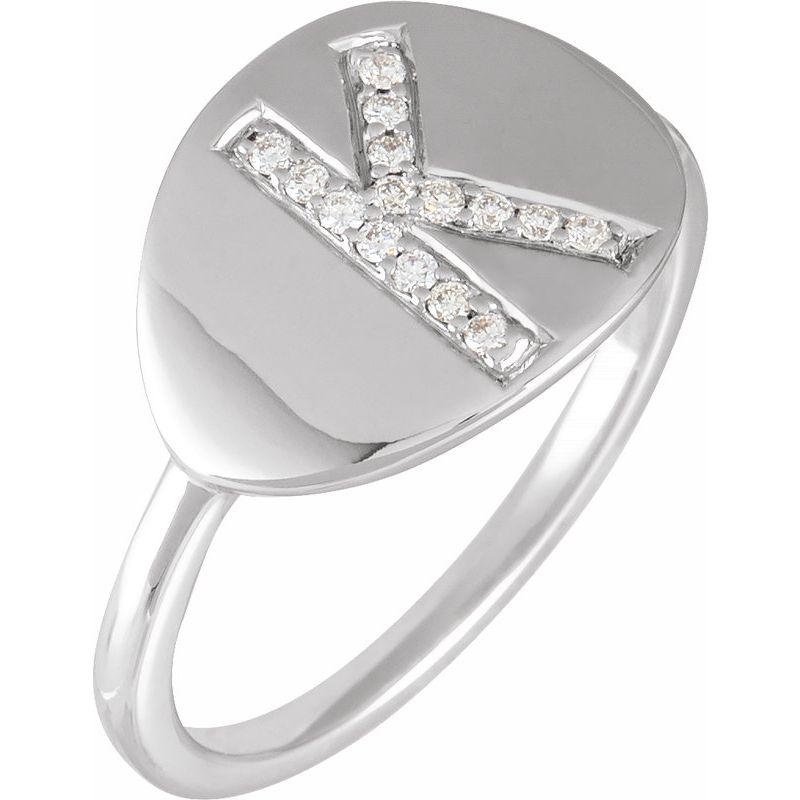 Accented Initial Signet Ring