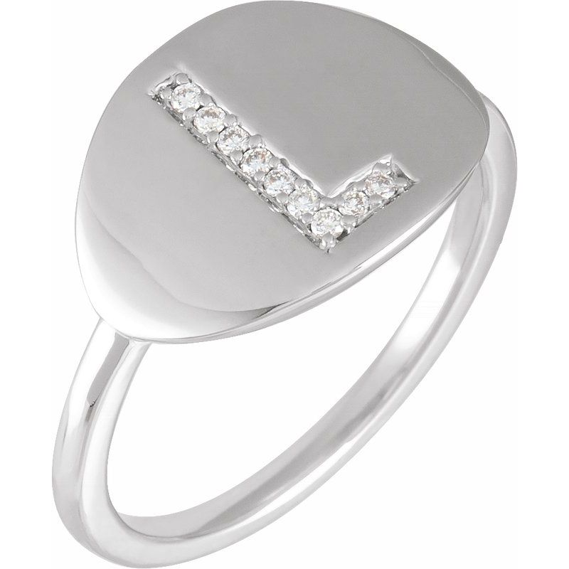 Accented Initial Signet Ring