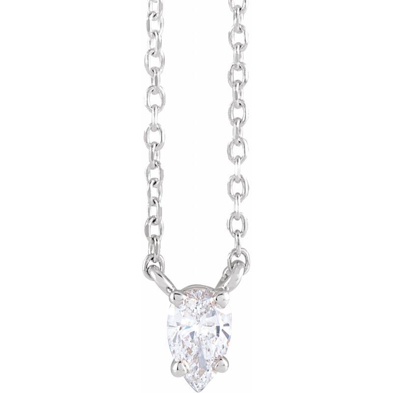 Natural Diamond Solitaire 16-18″ Necklace