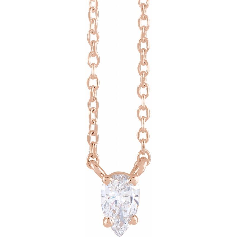 Natural Diamond Solitaire 16-18″ Necklace