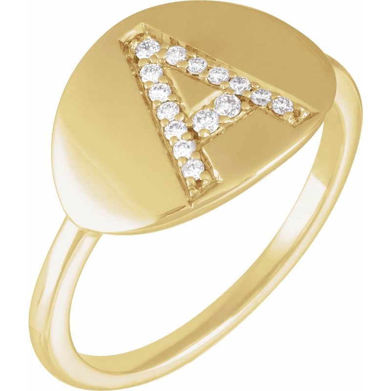 Accented Initial Signet Ring