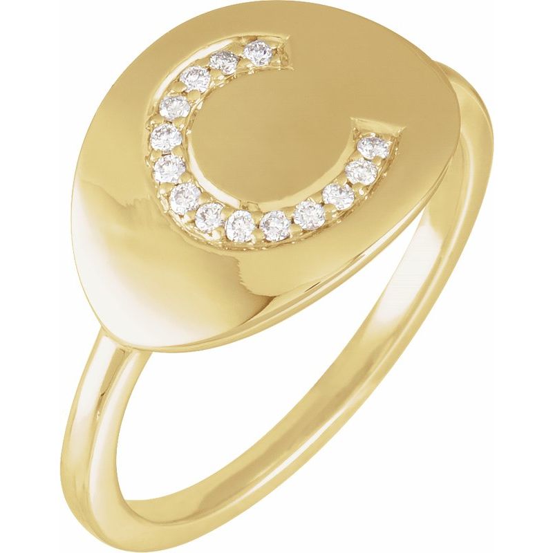 Accented Initial Signet Ring