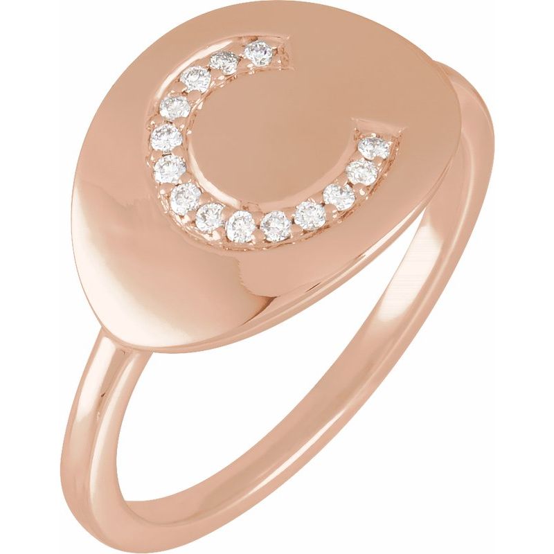 Accented Initial Signet Ring
