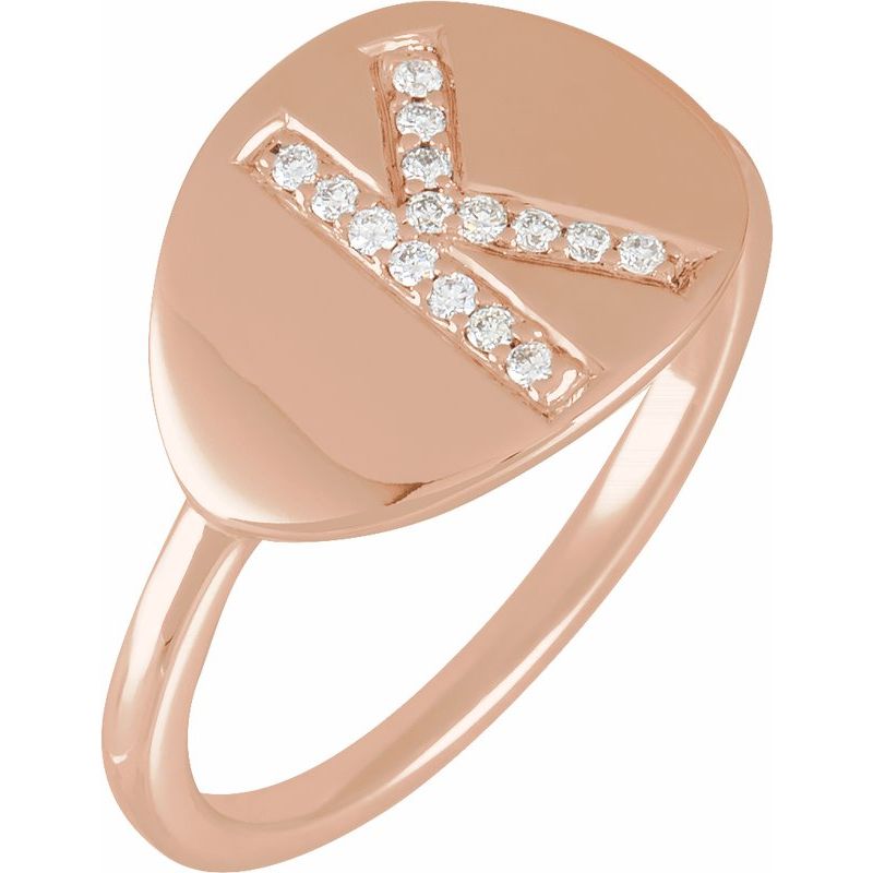 Accented Initial Signet Ring
