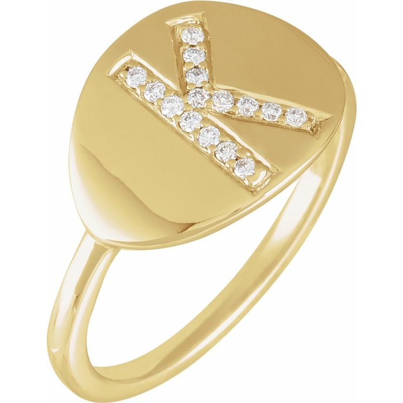 Accented Initial Signet Ring