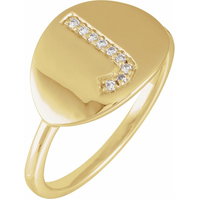 Accented Initial Signet Ring