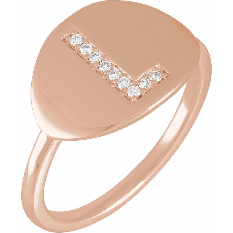 Accented Initial Signet Ring