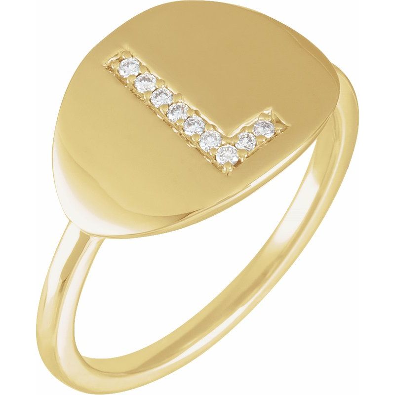 Accented Initial Signet Ring