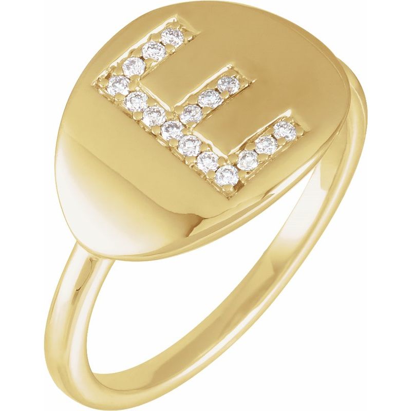 Accented Initial Signet Ring