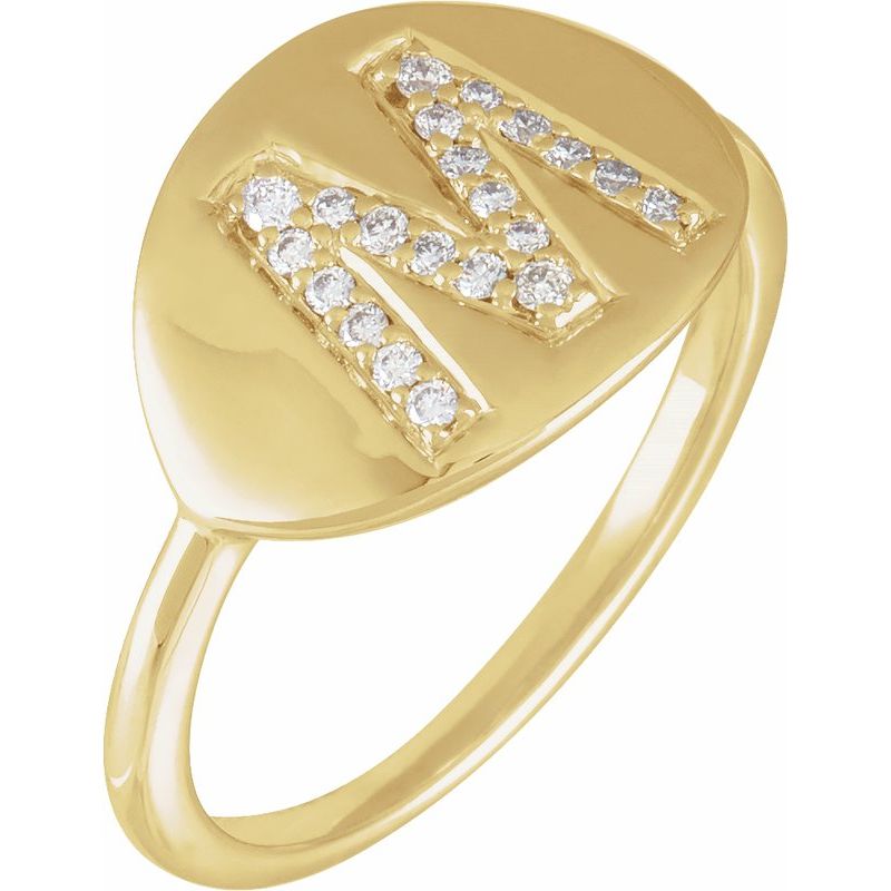 Accented Initial Signet Ring
