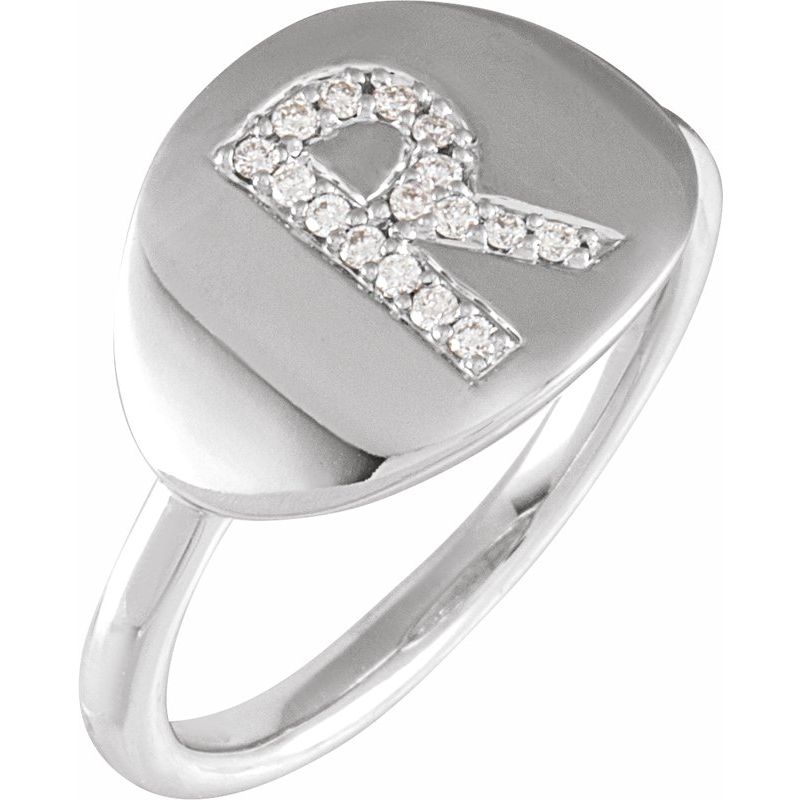 Accented Initial Signet Ring
