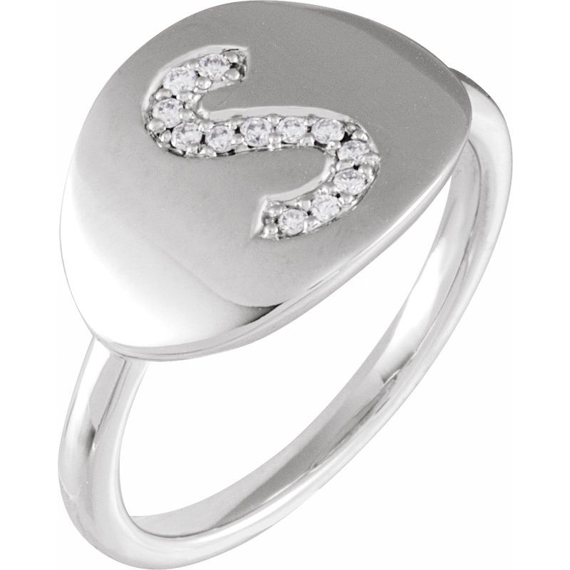 Accented Initial Signet Ring