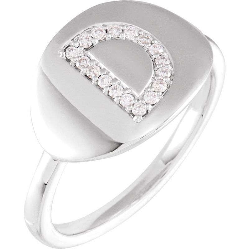 Accented Initial Signet Ring