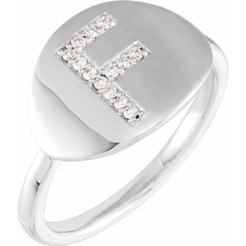 Accented Initial Signet Ring