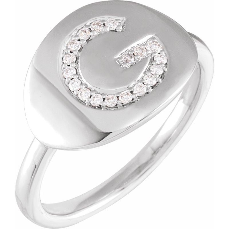 Accented Initial Signet Ring