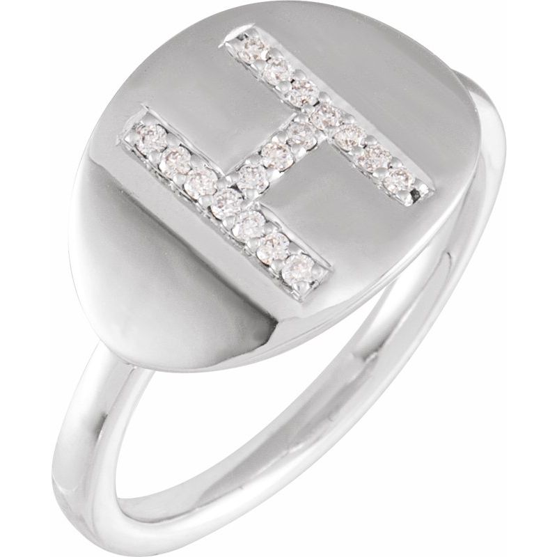 Accented Initial Signet Ring