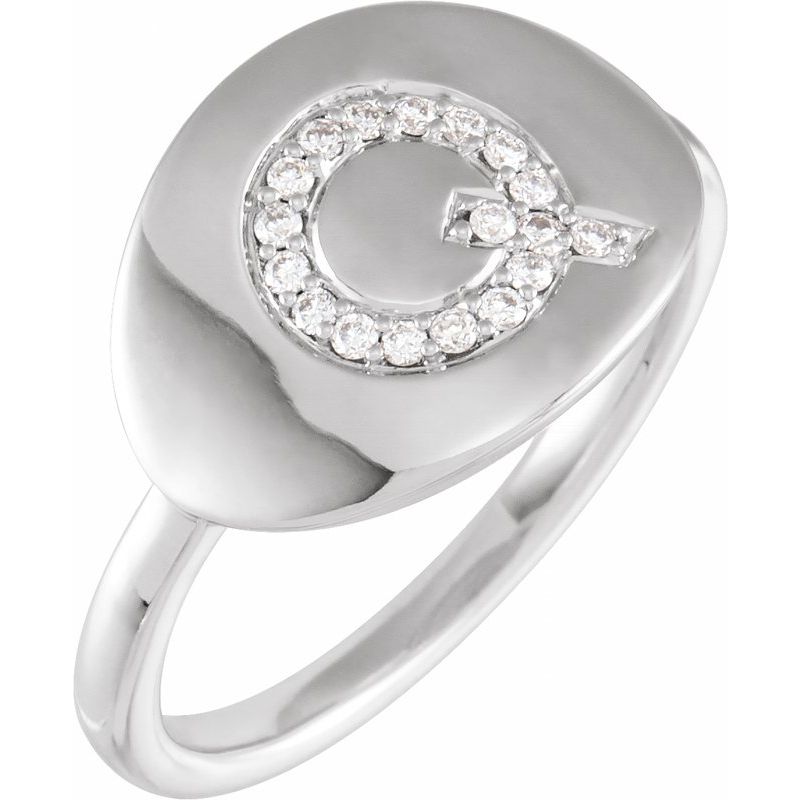 Accented Initial Signet Ring