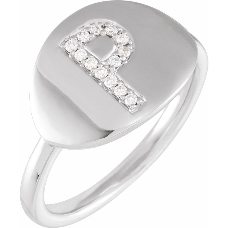 Accented Initial Signet Ring