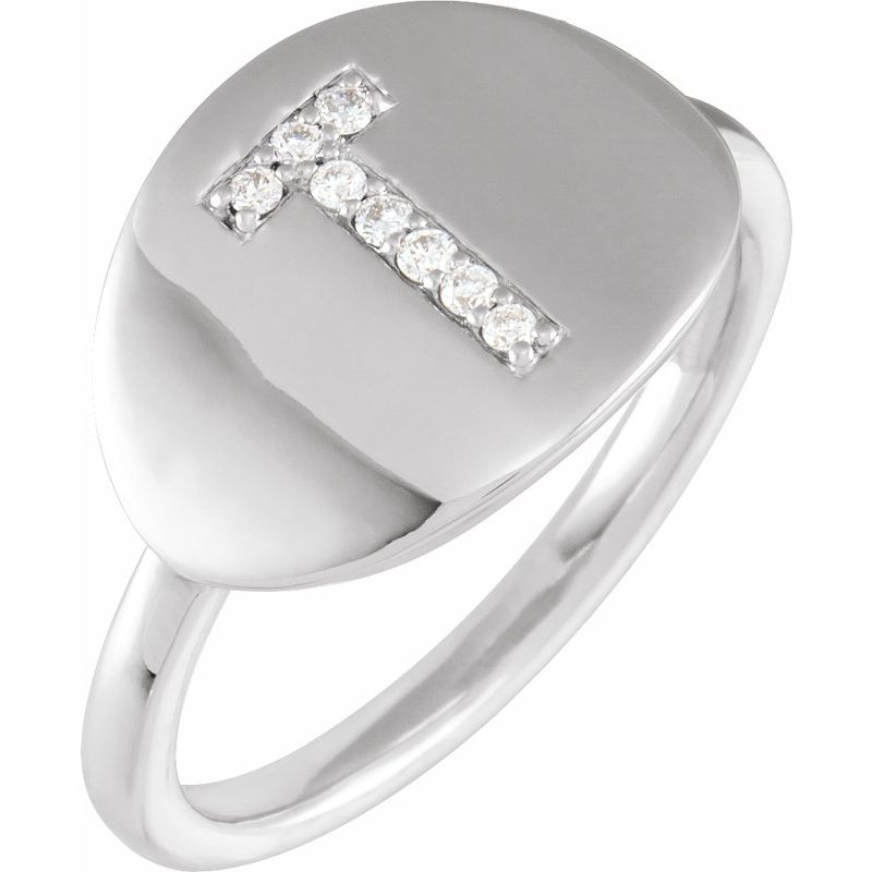 Accented Initial Signet Ring