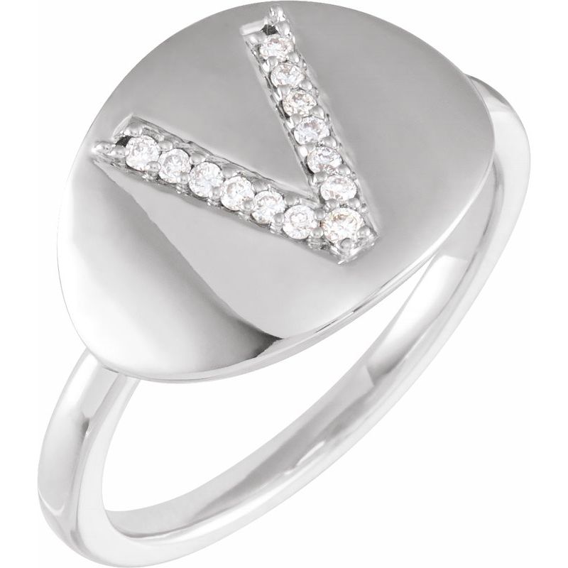 Accented Initial Signet Ring