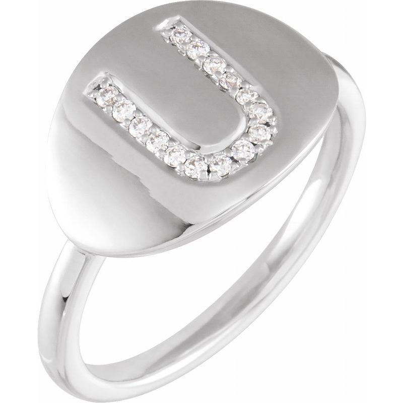 Accented Initial Signet Ring