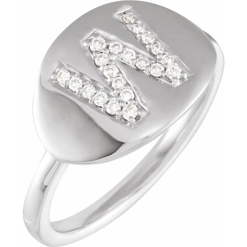 Accented Initial Signet Ring
