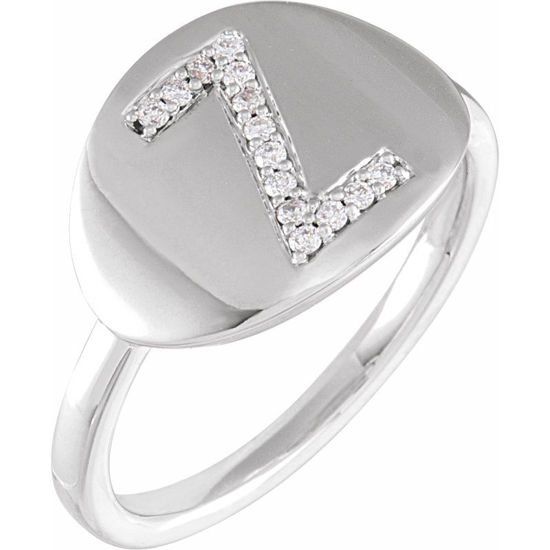 Accented Initial Signet Ring