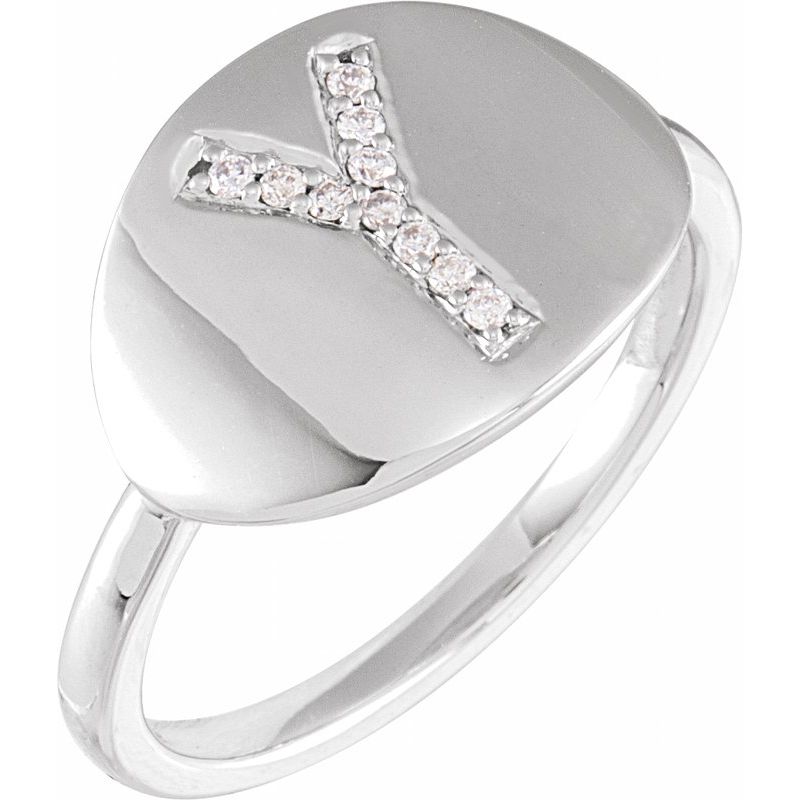 Accented Initial Signet Ring