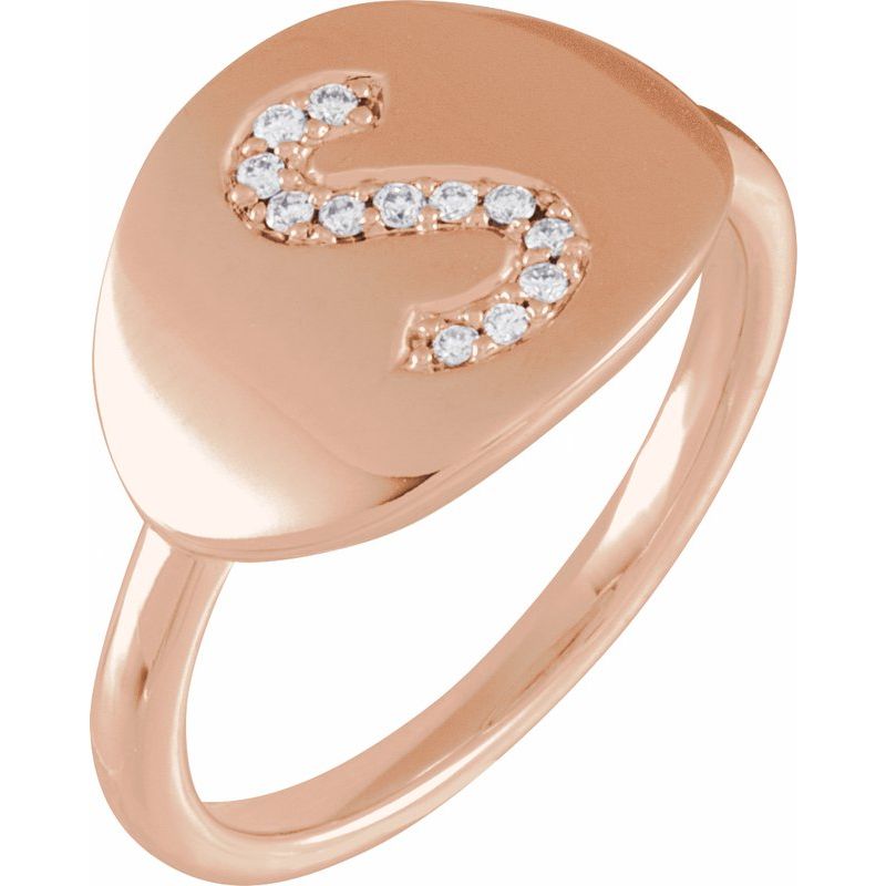 Accented Initial Signet Ring