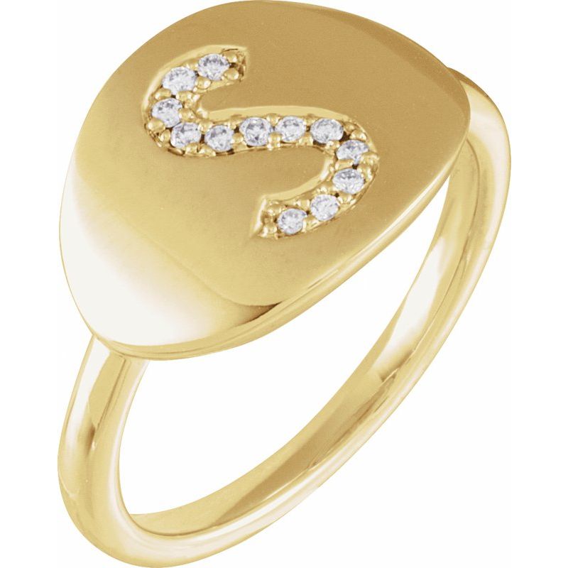Accented Initial Signet Ring