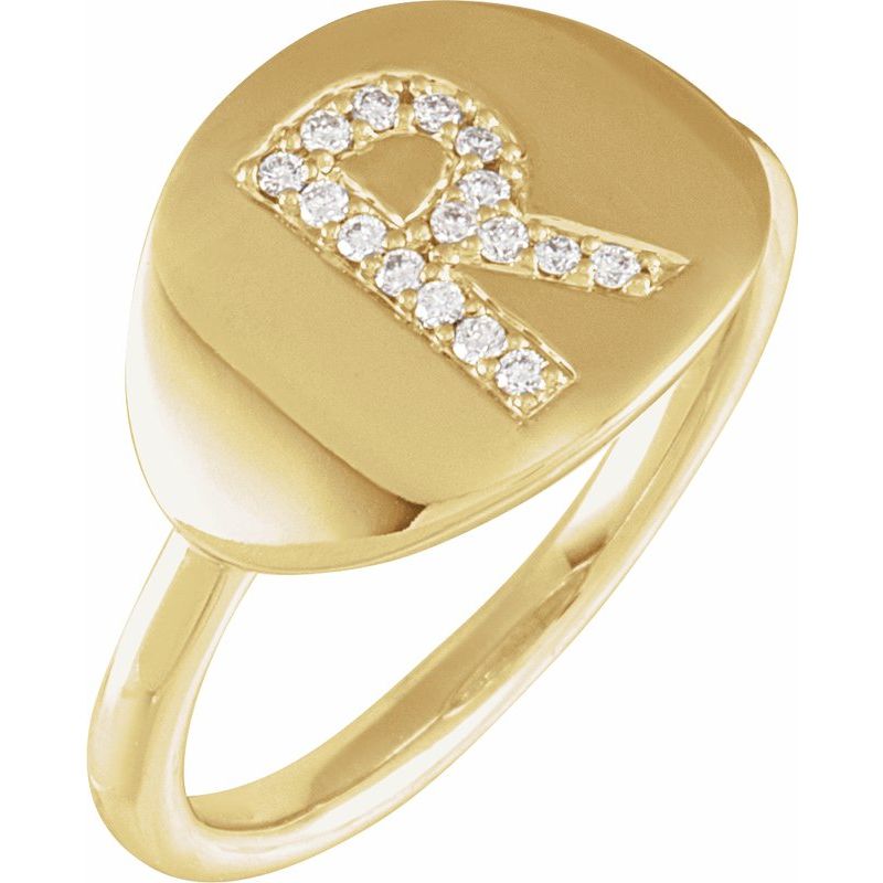 Accented Initial Signet Ring