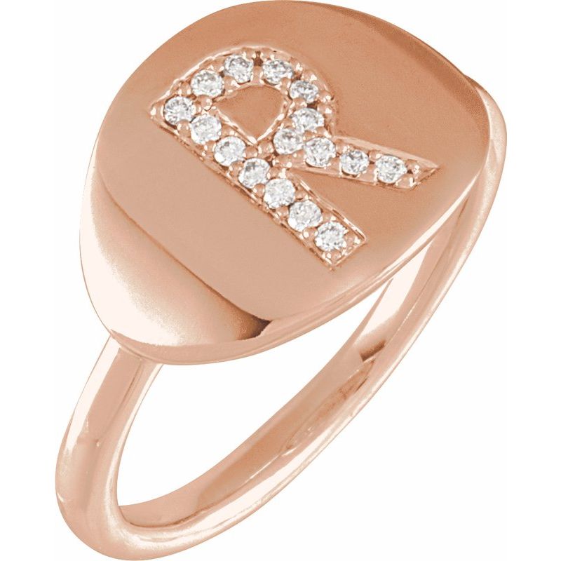 Accented Initial Signet Ring