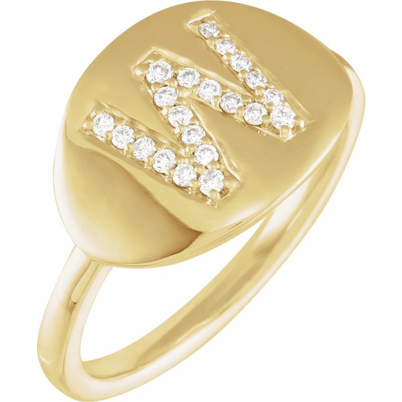 Accented Initial Signet Ring