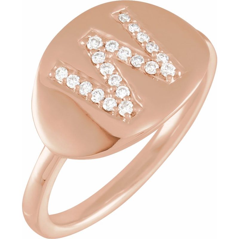 Accented Initial Signet Ring