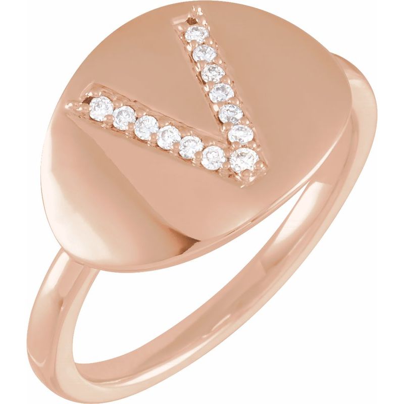Accented Initial Signet Ring