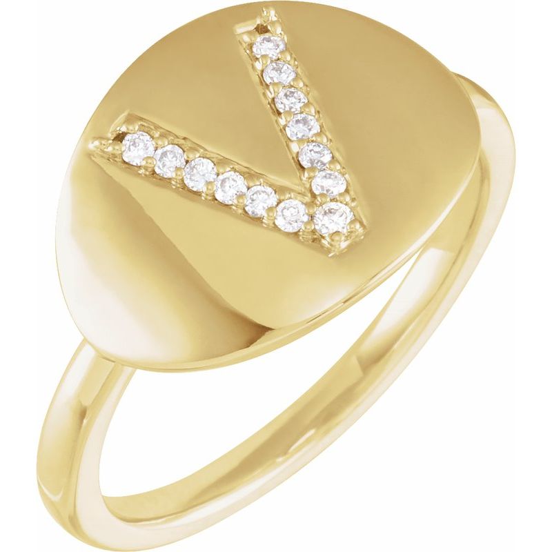 Accented Initial Signet Ring