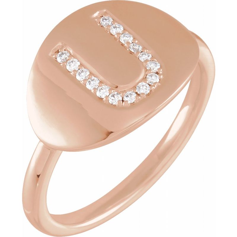 Accented Initial Signet Ring