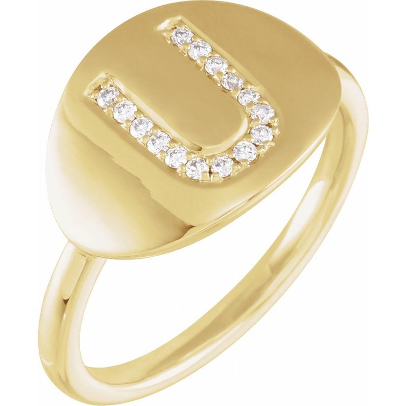 Accented Initial Signet Ring