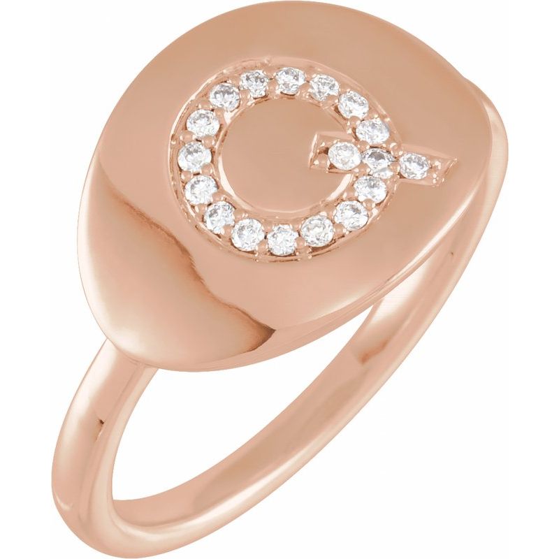 Accented Initial Signet Ring