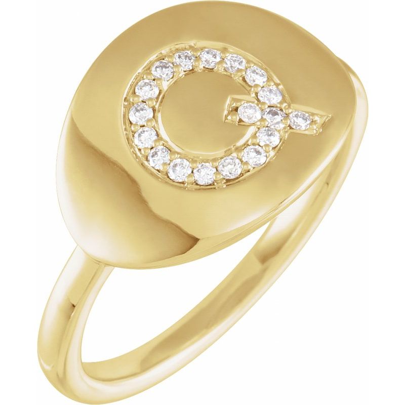 Accented Initial Signet Ring