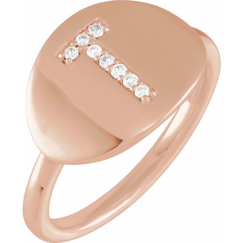 Accented Initial Signet Ring