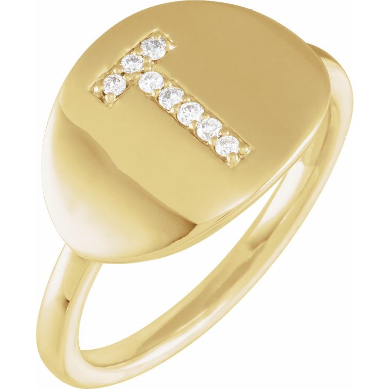 Accented Initial Signet Ring